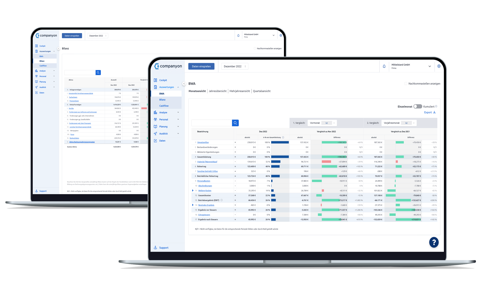 Companyon Controlling Software_BWA und Bilanz