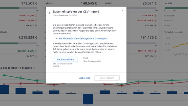 Companyon Controlling Planung Liquidität_Datenimport_Kachel