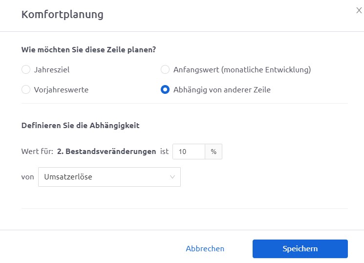 Companyon Komfortplanung_Abhängigkeit von anderem Wert