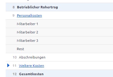 Companyon Komfortplanung_Unterzeilen Planung