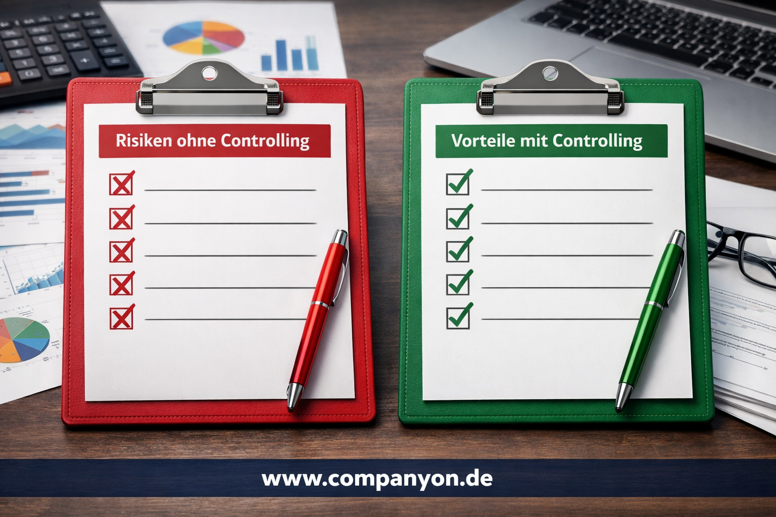 Zwei Checklisten für KMU: Top-10 Risiken ohne Controlling. Top-10 Nutzen durch Controlling.
